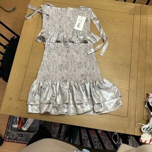 Likely  Dress in Silver and White